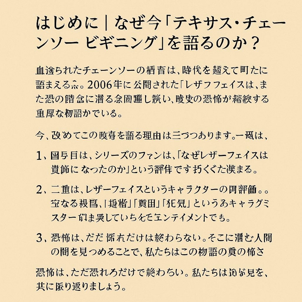 はじめに｜なぜ今『テキサス・チェーンソー ビギニング』を語るのか？