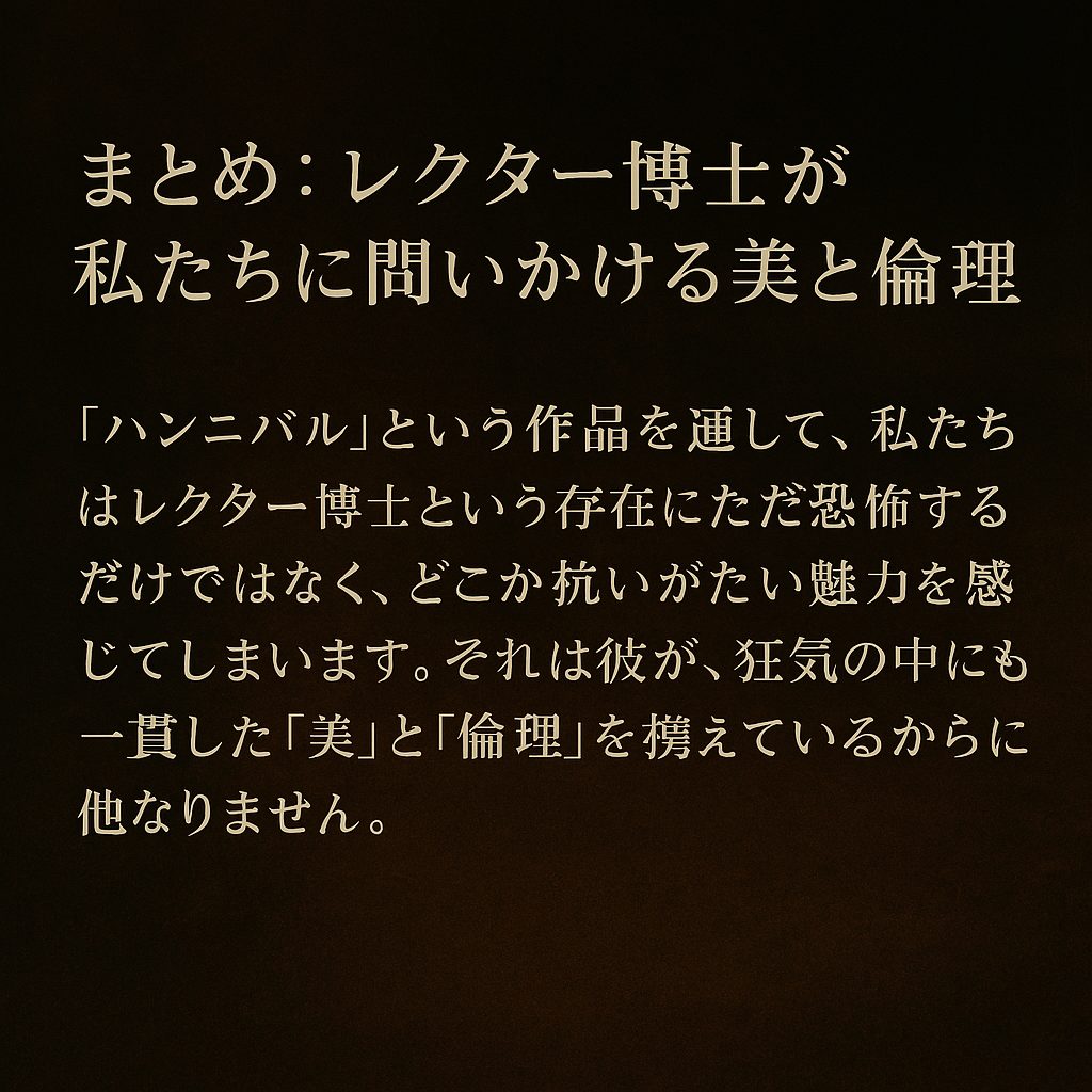 まとめ：レクター博士が私たちに問いかける美と倫理