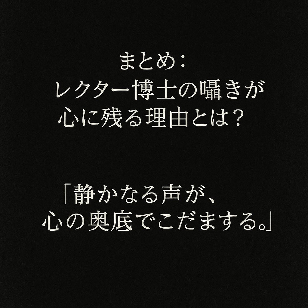 まとめ：レクター博士の囁きが心に残る理由とは？