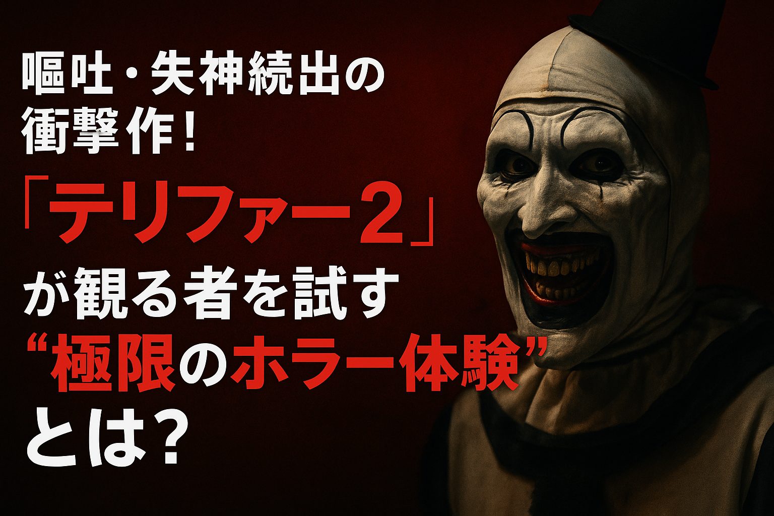 嘔吐・失神続出の衝撃作！『テリファー2』が観る者を試す“極限のホラー体験”とは？